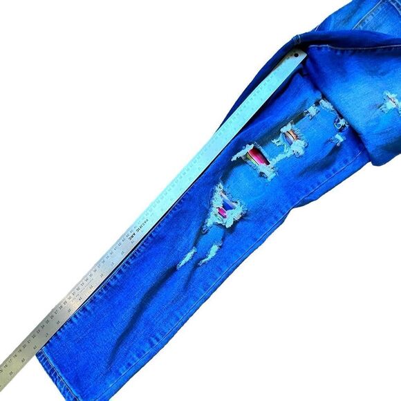 Judy Blue Mariah Distressed Serape Patch Skinny Fit Denim Jeans - Picture 10 of 13